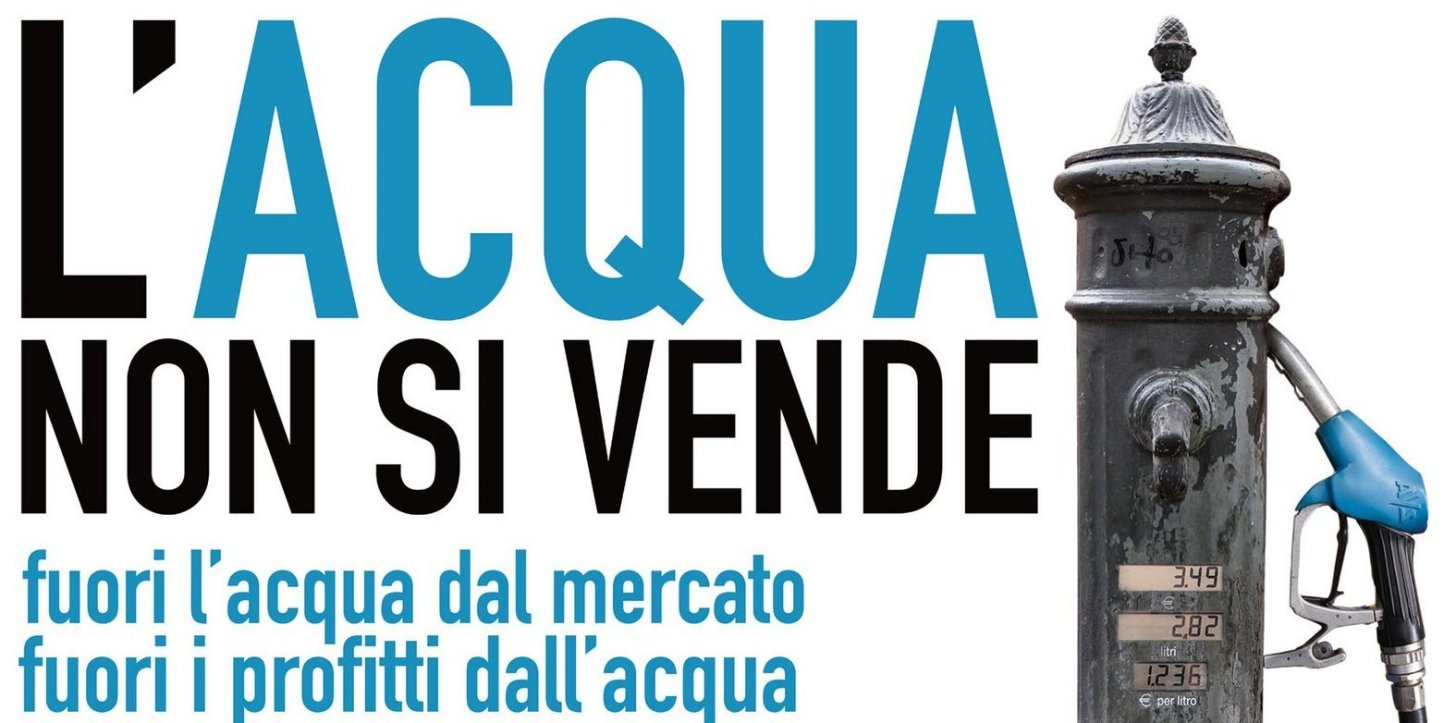 Fonti d'acqua nel Mezzogiorno - locandina della campagna contro la privatizzazione